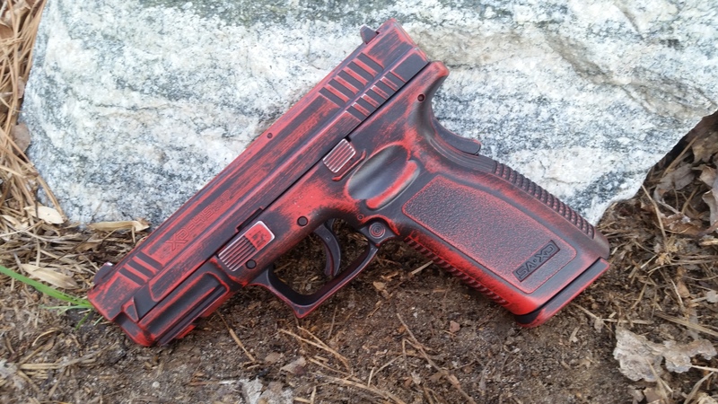 Springfield XD Handgun in a Battleworn Red Finish by Web User | Cerakote