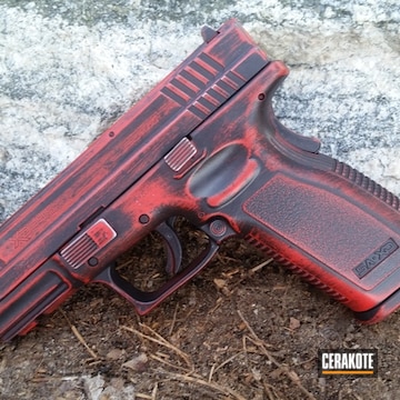 Cerakoted Springfield Xd Handgun In A Battleworn Red Finish