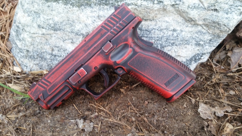 Springfield XD Handgun in a Battleworn Red Finish by Web User | Cerakote