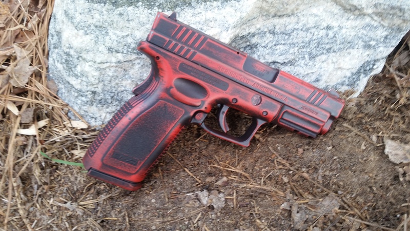 Springfield XD Handgun in a Battleworn Red Finish by Web User | Cerakote