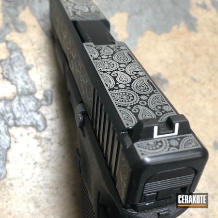 Powder Coating: Laser Engrave,Glock,BLACKOUT E-100,Handguns,Pistol,Concrete E-160G,Paisley,Concrete E-160,San Antonio Laser Engraving