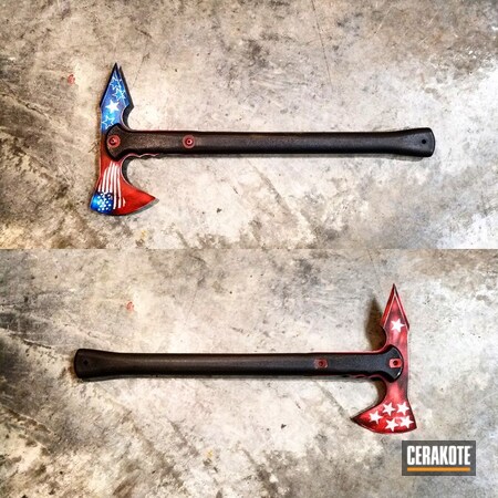 Powder Coating: Tomahawk,Distressed,Snow White H-136,Freedom,War Hawk,FIREHOUSE RED H-216,More Than Guns,Cold Steel Tomahawk,Sky Blue H-169,Distressed American Flag