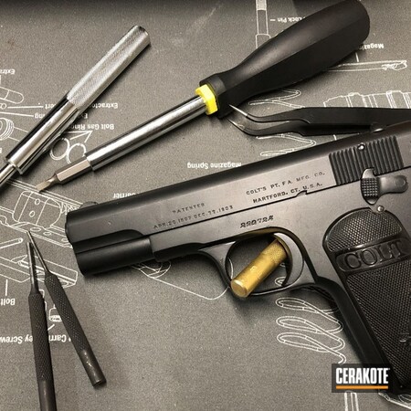 Powder Coating: Graphite Black H-146,Pistol,Colt 1903,.32 ACP,Auto Loader,Restoration