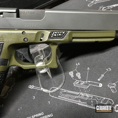 Powder Coating: Glock 35,Glock,Smoke E-120,Pistol,O.D. Green H-236,Stippled