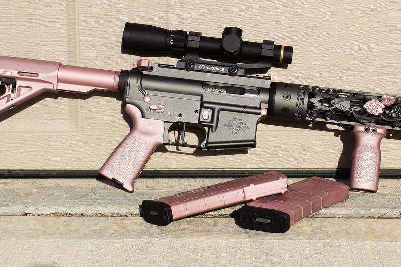 Rose Gold Rifle Tactical Rifle and OffHand Gear Handguard with a Rose Gold and Black ...