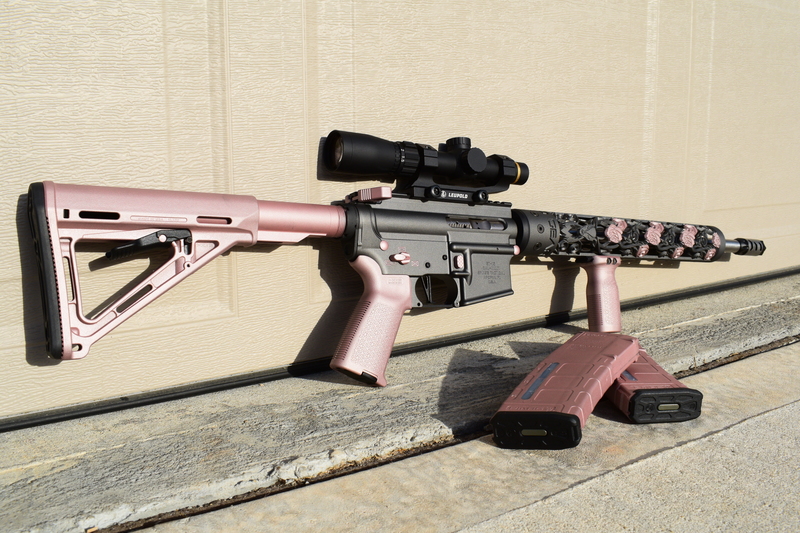 Rose Gold Rifle Tactical Rifle and OffHand Gear Handguard with a Rose Gold and Black ...