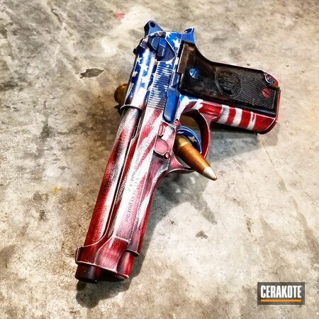 Powder Coating: 9mm,Distressed,Snow White H-136,Pistol,Beretta,Armor Black H-190,FIREHOUSE RED H-216,Beretta 92S,Sky Blue H-169,Custom,Distressed American Flag