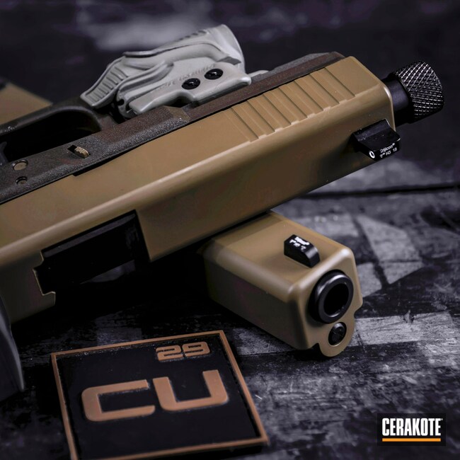 Cerakoted Glock 17 Done In H-187 Noveske Tiger Eye Brown