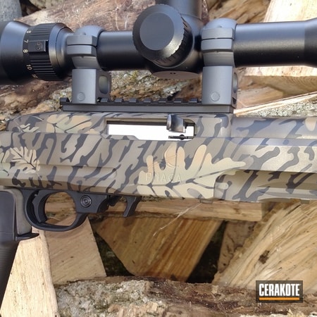 Powder Coating: Chocolate Brown H-258,10-22,Armor Black H-190,Ruger Charger,Leaf Patterns,Camo,Ruger,Coyote Tan H-235