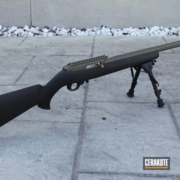 Cerakoted Ruger 10/22 Rifle In Cerakote Magpul O.d. Green And Burnt Bronze