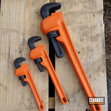 Cerakoted Pipe Wrenches With Cerakote Graphite Black And Hunter Orange