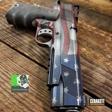 Cerakoted Distressed American Flag 1911 Handgun