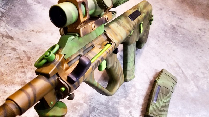 Steyr Aug with a Custom Jungle Camo Finish by ARMISTEAD COLEMAN | Cerakote
