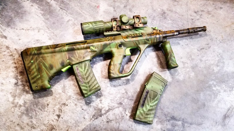 Steyr Aug with a Custom Jungle Camo Finish by ARMISTEAD COLEMAN | Cerakote