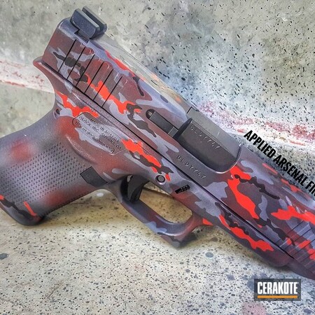 Powder Coating: Graphite Black H-146,Glock,Handguns,Pistol,Glock 48,Sniper Grey H-234,FIREHOUSE RED H-216