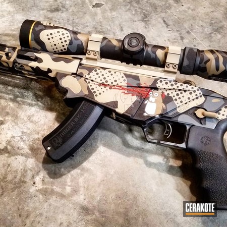 Powder Coating: Chocolate Brown H-258,Free Hand,Suppressor,Hunting Rifle,Custom Theme,Leupold,Blood Splatter,Custom Camo,FIREHOUSE RED H-216,Bolt Action Rifle,Graphite Black H-146,SilencerCo,Stormtrooper White H-297,Camo,Ruger,Ruger Precision 22
