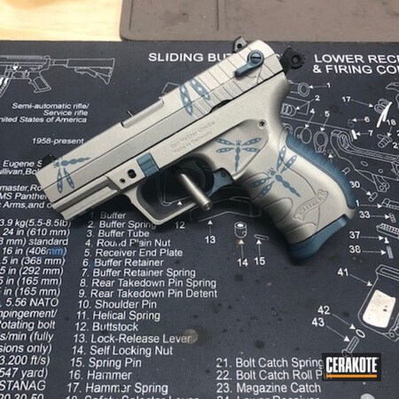 Powder Coating: Pistol,Walther,Blue Titanium H-185,Gun Metal Grey H-219,Dragonfly