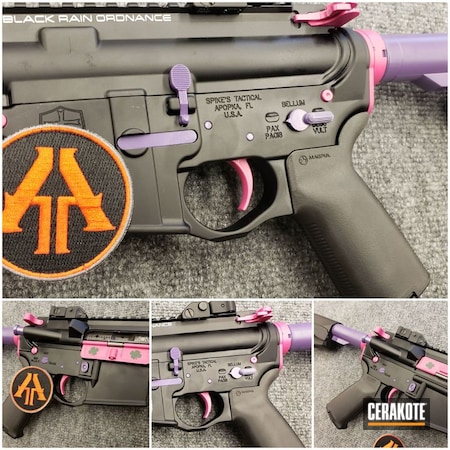 Powder Coating: Girls Gun,Spike's Tactical,Girls,Highland Green H-200,SIG™ PINK H-224,Black Rain Ordnance,Bright Purple H-217,Tactical Rifle,AR-15,Accent Color