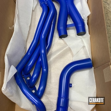 Cerakoted Dynotech Flomaster Exhaust Finished With Cerakote C-158 Blue Flame