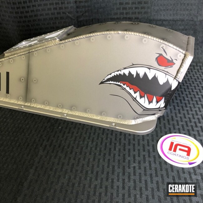 Cerakoted Custom Coated Part With A Fighter Plane Shark Mouth Graphic