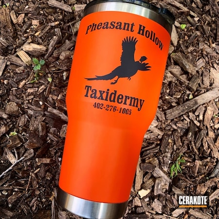 Powder Coating: Hunter Orange H-128,Personalized,Graphite Black H-146,Custom Tumbler Cup,Tumbler,Ozark Trail Tumbler,More Than Guns