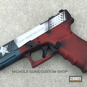 Cerakoted Glock Handgun With A Texas Flag Themed Cerakote Finish
