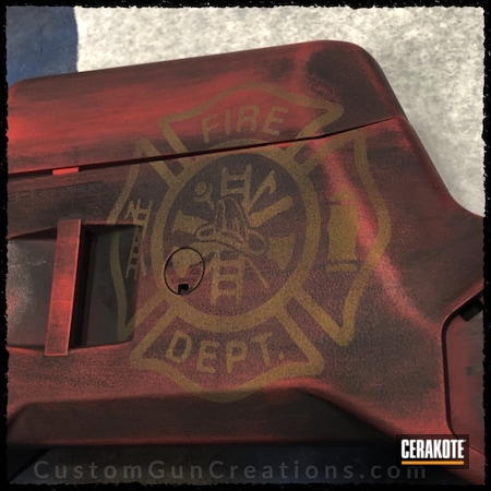 Powder Coating: Graphite Black H-146,Distressed,Hunter 700,Firefighter,Fire Department,FIREHOUSE RED H-216,Bolt Action Rifle,Magpul Stock,Burnt Bronze H-148,Boerne Fire Department,#magpul stocks