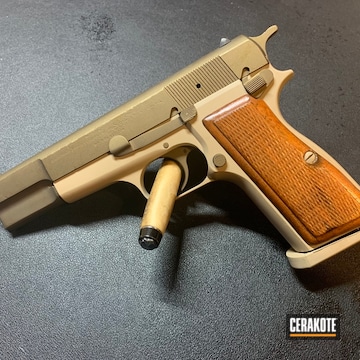 Cerakoted Two Tone Browning Hi-power Handgun With Cerakote H-148 And H-199