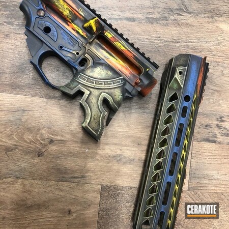 Powder Coating: Hunter Orange H-128,Spike's Tactical,Gold H-122,Electric Yellow H-166,Arizona State Flag,Copper Patina,Graphite Black H-146,Zombie Green H-168,NRA Blue H-171,Copper,Spartan Helmet,AR15 Lower,Upper / Lower / Handguard