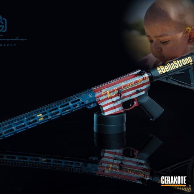 Cerakoted Cancer Awareness American Flag Rifle Finish