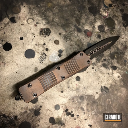 Powder Coating: Graphite Black H-146,OTF Knife,Microtech,Knife,Burnt Bronze H-148,More Than Guns,Copper Patina