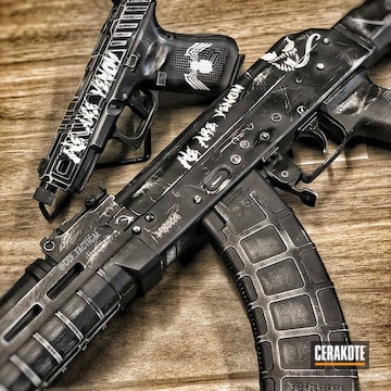 Cerakoted Customized Glock 19 And Ak Rifle