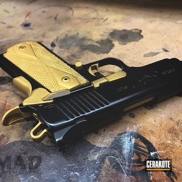 Cerakoted Kimber 1911 Handgun With A Cerakote H-122 Gold Finish