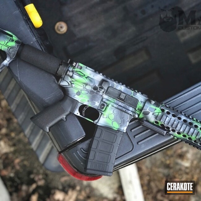 AR pistol in Gold and Patriot - Green Dragon Cerakote
