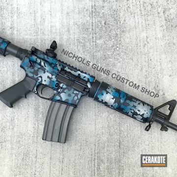 Cerakoted Tactical Rifle Finished In A Blue Multicam Finish