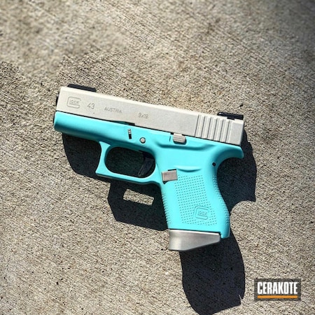 Powder Coating: Glock 43,9mm,Bright Nickel H-157,Glock,Pistol,Robin's Egg Blue H-175