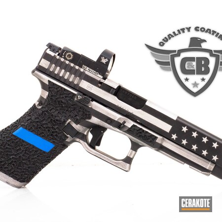 Powder Coating: Graphite Black H-146,Satin Aluminum H-151,Glock,Racegun,Pistol,American Flag,Glock 34,Stars and Stripes