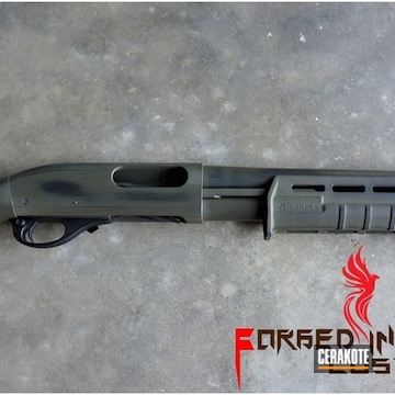 Cerakoted Remington Tac-14 Shotgun With Graphite Black And O.d. Green Cerakote Finish