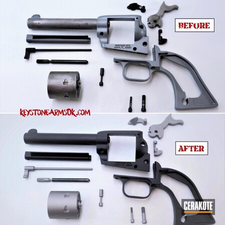 Powder Coating: Graphite Black H-146,Two Tone,Revolver,Heritage Mfg,Before and After,Titanium H-170