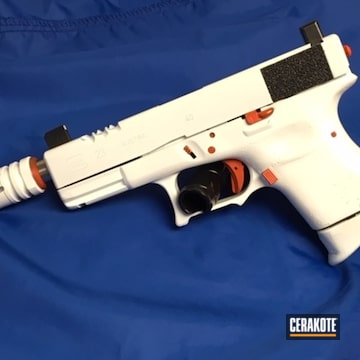 Cerakoted Glock 19 Handgun Cerakoted With H-128 Hunter Orange And H-297 Stormtrooper White