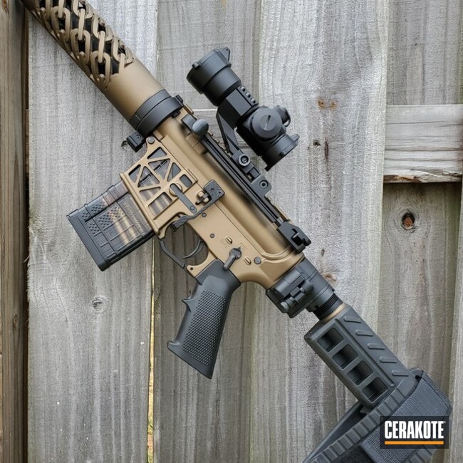 Two Toned Tactical Rifle coated with Burnt Bronze | Cerakote