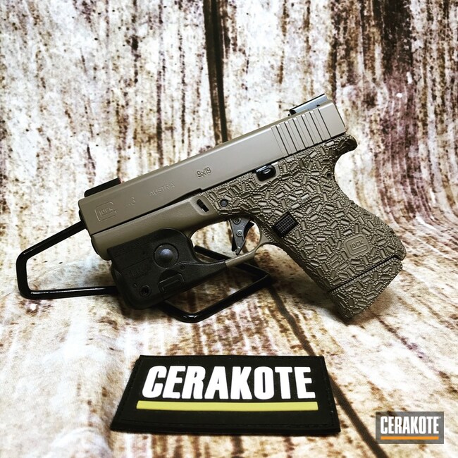 Cerakoted Stippled Glock 43 Handgun With Cerakote Elite Fde