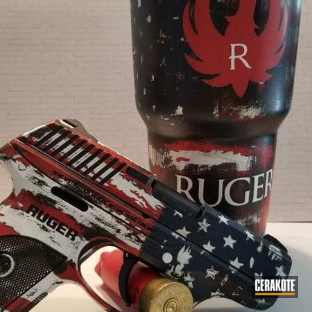 Powder Coating: Matching Set,KEL-TEC® NAVY BLUE H-127,Bright White H-140,Graphite Black H-146,Ruger LC9S,Pistol,YETI Cup,American Flag,FIREHOUSE RED H-216,Ruger,Distressed American Flag