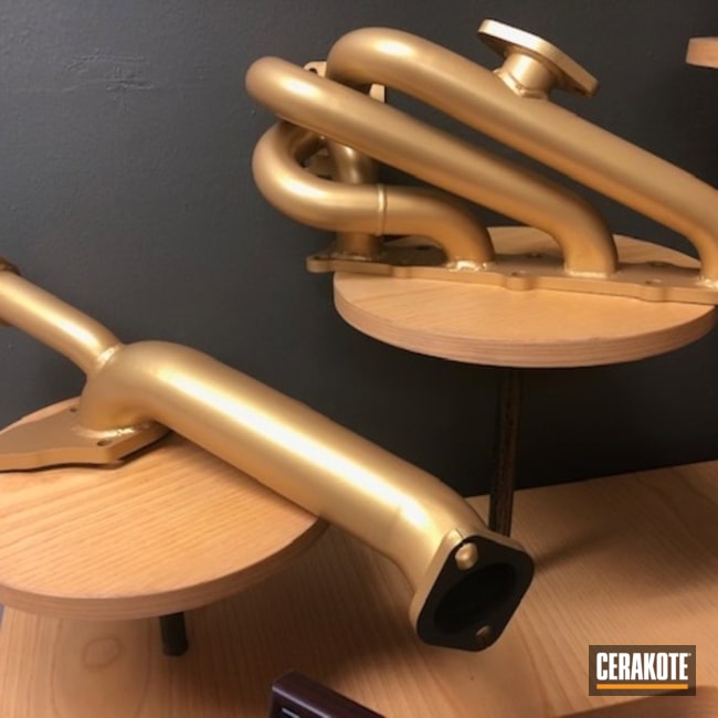 Custom Exhaust in Cerakote V-172 Gold by Web User | Cerakote
