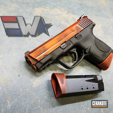 Powder Coating: Hunter Orange H-128,Graphite Black H-146,Smith & Wesson,Distressed,Pistol,M&P,Battleworn,Wickedworn