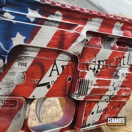 Powder Coating: NRA Blue H-171,AR Pistol,Stormtrooper White H-297,Palmetto State Armory,America,USMC Red H-167,Tactical Rifle,AR-15,Distressed American Flag