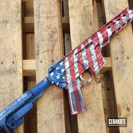 Powder Coating: NRA Blue H-171,AR Pistol,Stormtrooper White H-297,Palmetto State Armory,America,USMC Red H-167,Tactical Rifle,AR-15,Distressed American Flag