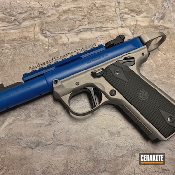Cerakoted Ruger Mark Iv Handgun With Cerakote Sky Blue And Titanium