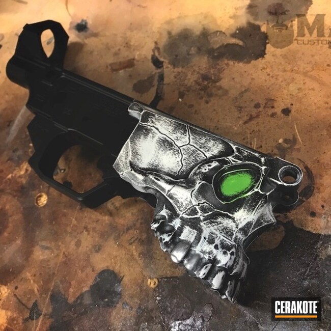 Cerakoted Distressed Spike's Lower Receiver With A Green Eye Accent