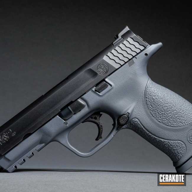 Cerakoted Two Toned Smith & Wesson M&p Handgun Using Cerakote H-262 Stone Grey